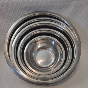 FineDine Stainless Steel Mixing Bowl Set 5 Nesting 5qt-0.75qt Kitchen